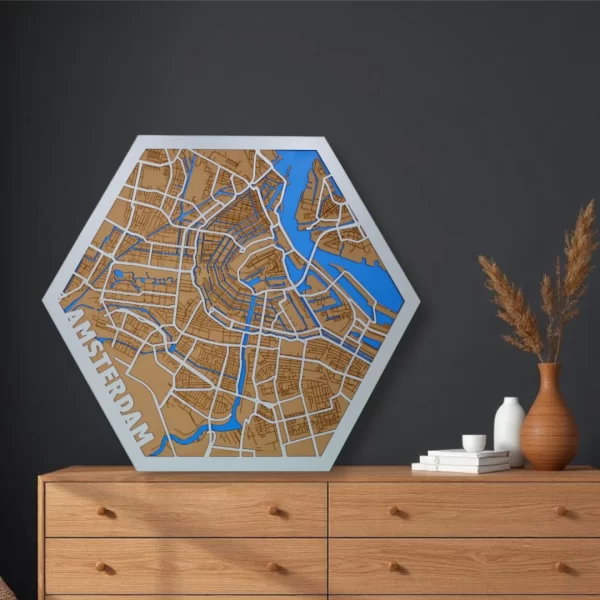 Houten Stadskaart - Model HEXAGON