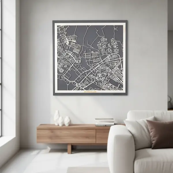 Houten stadskaart vierkant 1